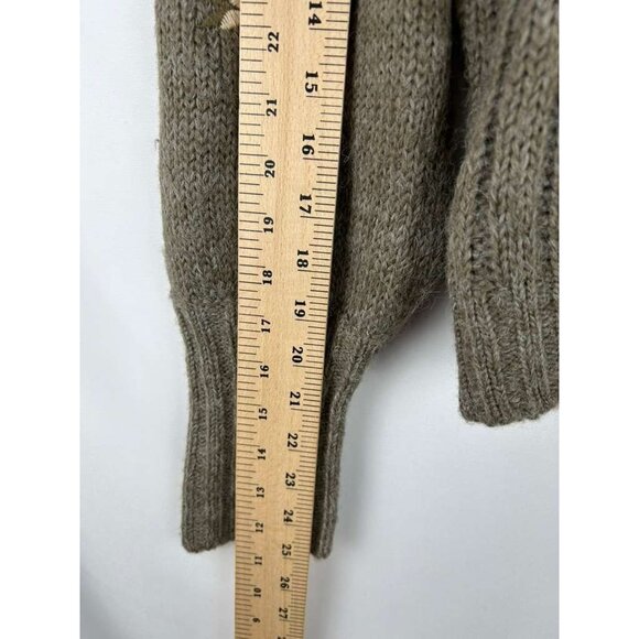 Driftwood Women's Medium Cardigan Sweater Knit Button Down Warm Tan Embroidery - Picture 5 of 12